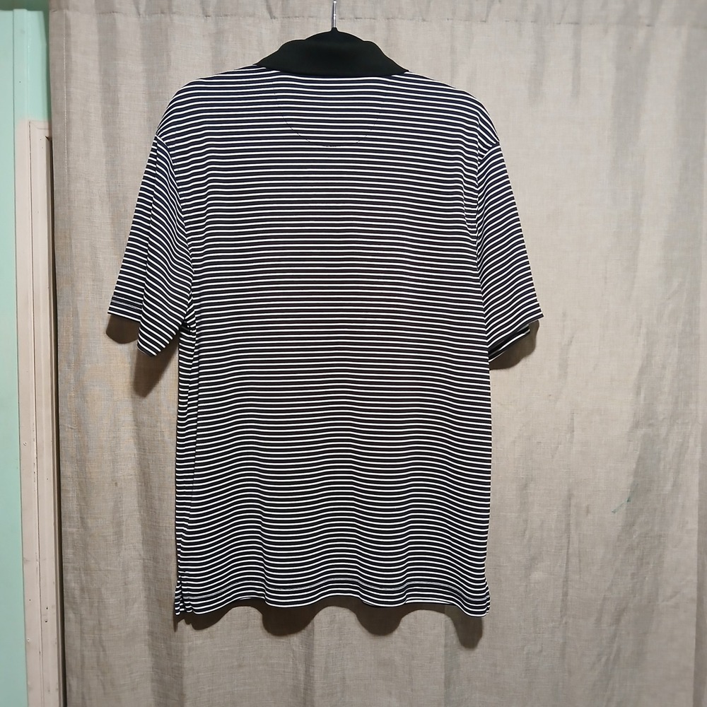 Jack Nicklaus StayDri Golf Polo Shirt Mens Large Striped Short SleeveBlack White - Picture 2 of 6